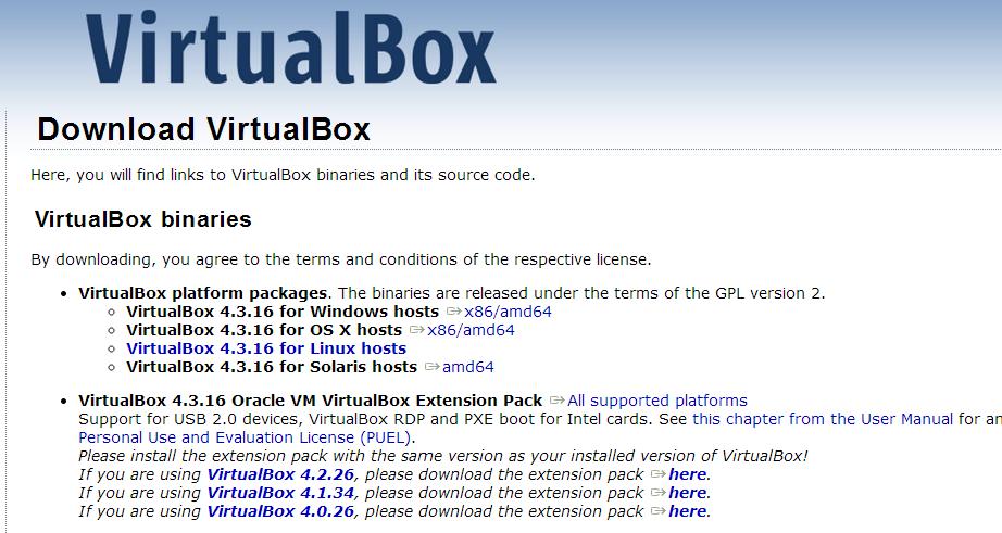 Installing VirtualBox (1) Go to VirtualBox website