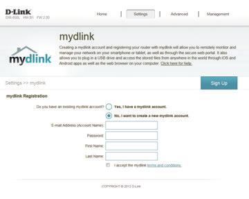 Section 4 - Configuration mydlink Enabling mydlink will allow you to access and manage the mydlink-compatible devices on your network.