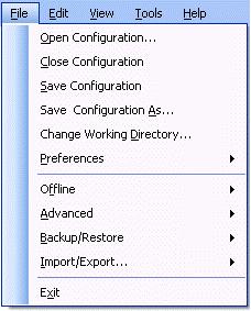 The Menu Bar Configuration Mode Details of all the options that may be available within the Menu Bar drop downs are contained in the section Menu Bar Commands. The commands are context sensitive.