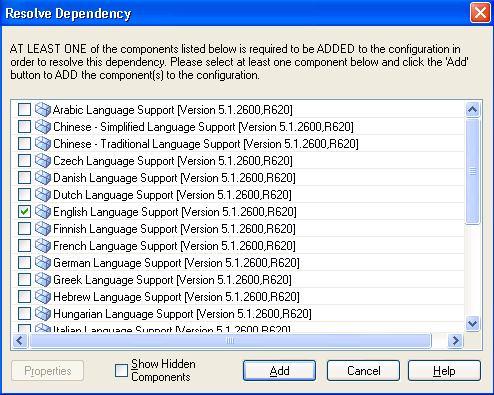 Start Menu Items During the dependency check, the User Interface Core component was added to your configuration because it was required by another component.