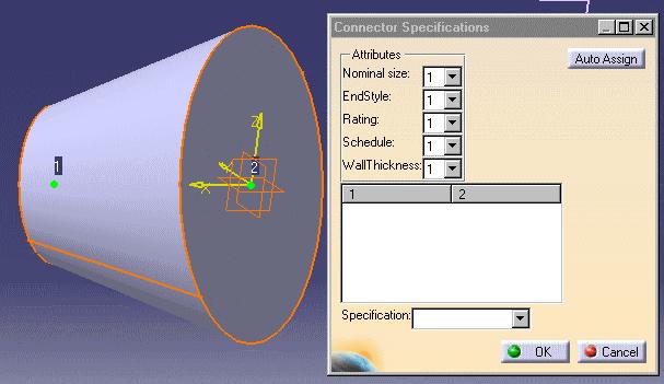 2. Select the part and click on the Define Connector Specifications button.