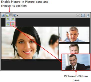 Procedure To change your video layout during a videoconference, perform one of the following: To swap positions of the video and presentation panes, select as shown in Figure 24: Swapping positions
