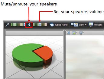 Figure 32: Controlling the speakers Solution Make sure that the device you use to play audio (speakers, speakerphone, headphones) is not muted.