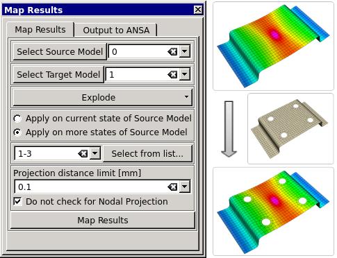 calculated from Nastran or Abaqus - Results visualized as new result labels Map Results - Interactively map results from one