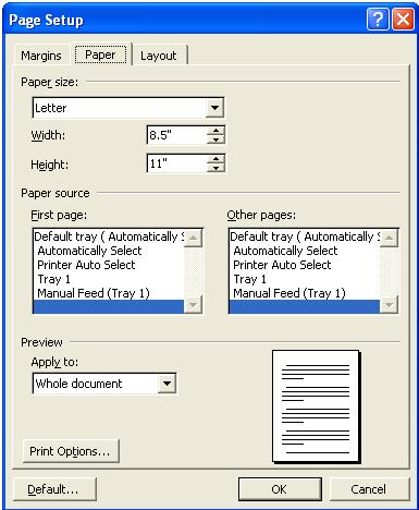 Formatting Texts and Pages 4. Select the paper size from the Paper Size and the page orientation from the Orientation box. 5. In the Apply To box, select how much of the document you want to print. 6.