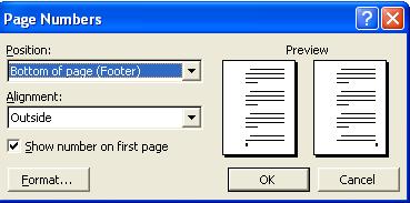 Office Automation and MS Office To insert page numbers : Inserting page numbers 1.