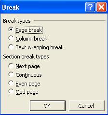 Office Automation and MS Office Inserting a Manual Page Break a) Using Insert menu: Inserting page break 1.