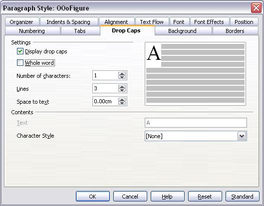 Working with paragraph styles Figure 19: Options for adding a drop cap to the paragraph style Setting up paragraph background and borders Adding a background color and a border to a paragraph is a