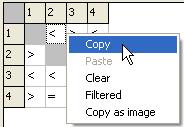 You have extensive abilities of copying and pasting results. We will mention a few of them. 3.8.1. Grid You can copy a grid either as an image or as a tabulated text.