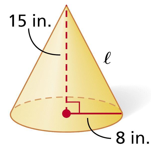 Find the lateral area and surface area of the cone.
