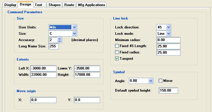 User Interface Lesson 1 Design Folder Tab Line Lock and Symbol 90 45 Off Line Arc 0 (as built in lib) 90 (ccw) (solder side) The Line Lock Section: Lock Direction lets you specify whether orthogonal,