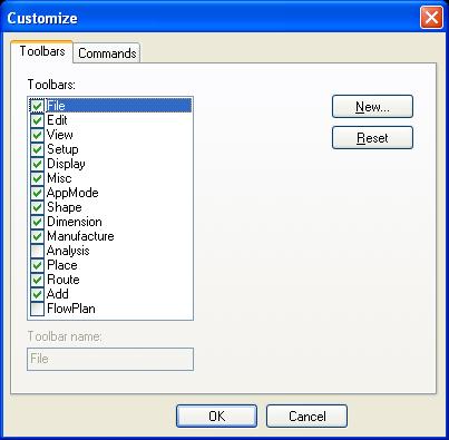 Lesson 1 User Interface The Customize dialog box appears.