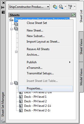 1. When the Sheet List tab or the Sheet Views tab is selected in the Sheet Set Manager,