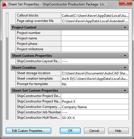 3. Add the ShipConstructor Custom Properties with the Name and Owner as follows.
