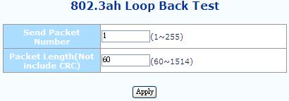 3.1.8.2 Loop back Test The loop back test is a non-intrusive test which uses OAM packets and will not affect normal transmissions.