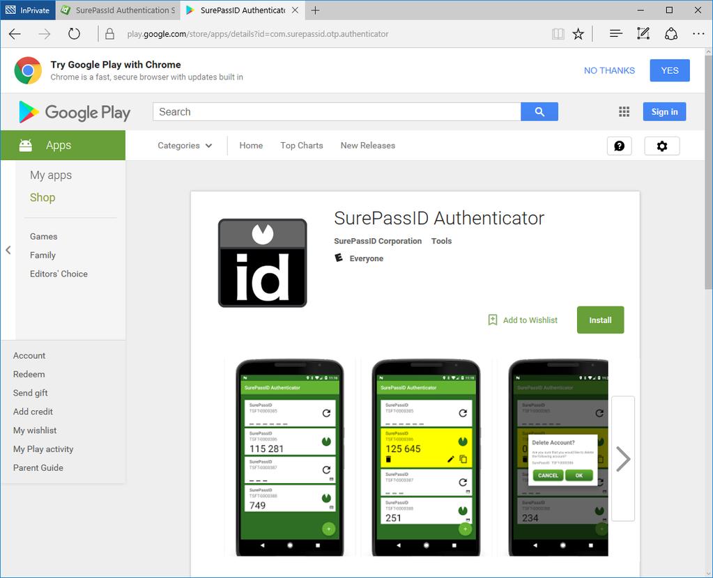 Select the SurePassID Authenticator and