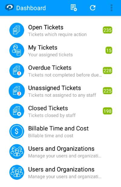 The dashboard will open, listing all tickets