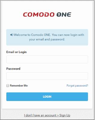 Enter your email address and password to login to C1.