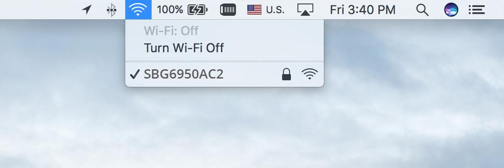 C Click the Wi-Fi icon again and then click the