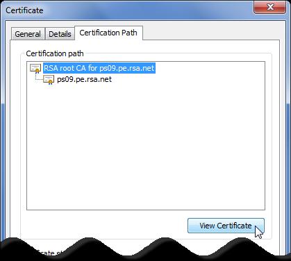 4. Click the Certification Path tab, select the tree s root