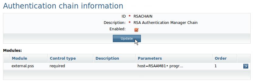 the Update button. Note: This field s value is set to a target named RSAAM81 in the screenshot below.