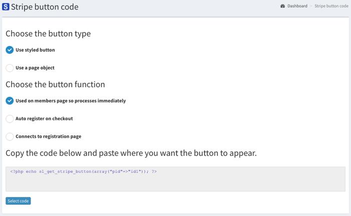 Chapter 4 - Creating Buttons Chapter 4 Creating buttons When you have added some products to the Stripe Plugin you can easily create the html code required for the button by clicking the icon next to