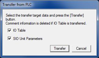 4 The Transfer from PLC Dialog Box is displayed.