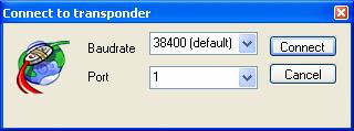 CONFIGURATION OF THE TRANSPONDER Page 5 5. From the drop-down menu select Connection and then Open Connection. A pop-up menu Connect to transponder will be displayed.