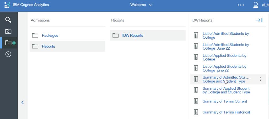 View a Report The following instructions cover how to view a report in IBM Cognos Analytics, the new version of Cognos.