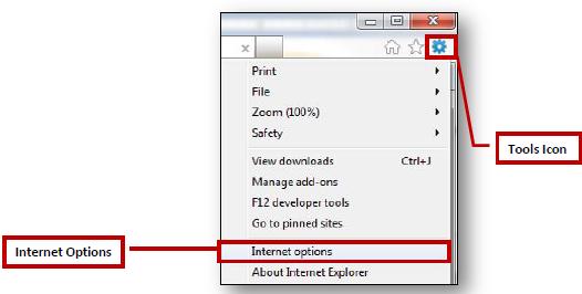 Configure Pop-Up Blocker in Internet Explorer 1. Navigate to Internet Options for your version of Internet Explorer (IE). Instructions below ar
