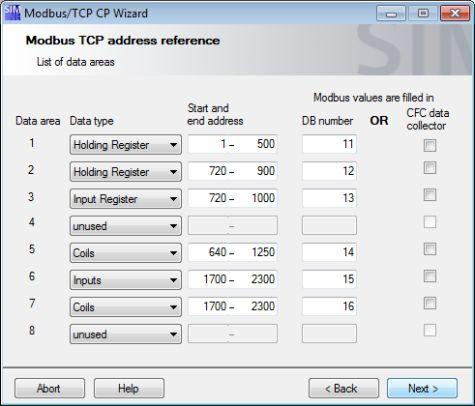 5.3 Step by step instruction: Create new connection No. Description Wizard 4. In these dialogs you enter the parameters for the Modbus/TCP communication.