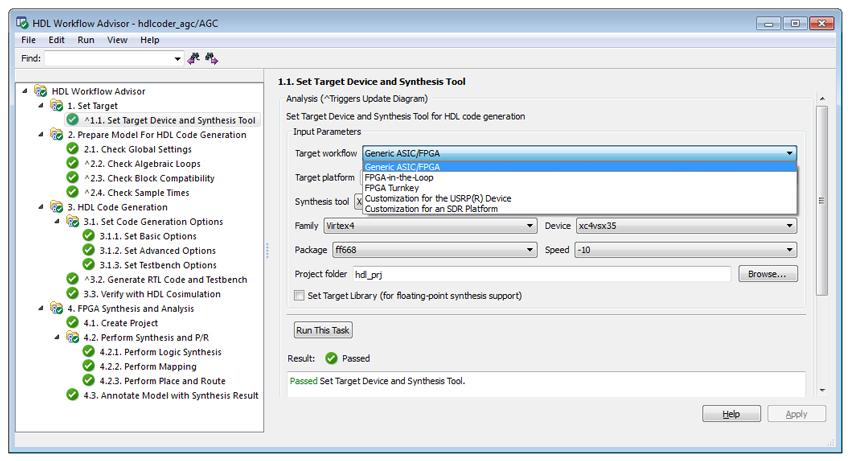 HDL Workflow Advisor HDL Coder Step-by-step guidance through code