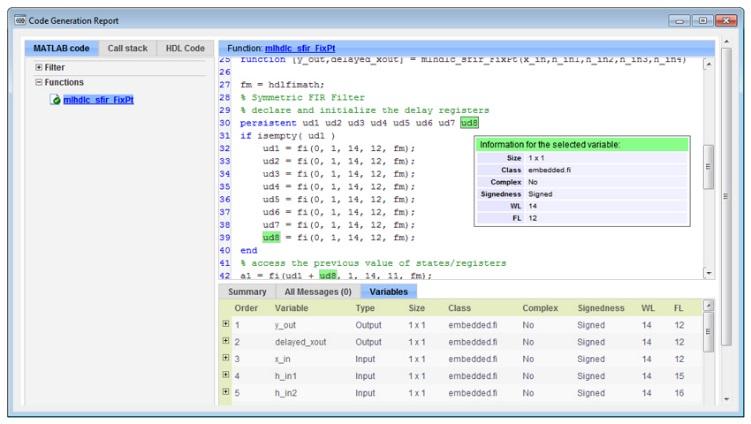 Create Report and Scripts HDL Coder