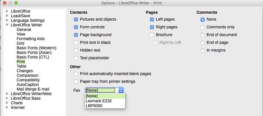 Figure 7: Setting up LibreOffice for sending faxes Figure 8: Adding a Send Fax command to a toolbar