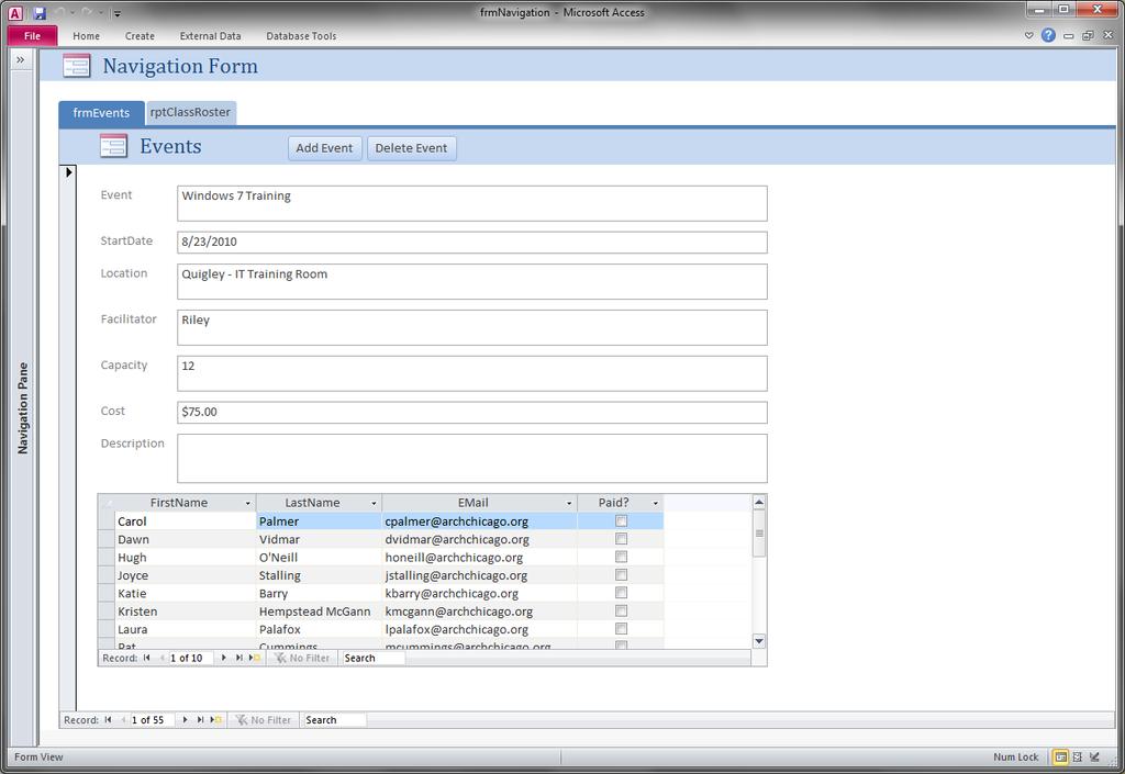 CUSTOM FORM/SWITCHBOARD A database might include a custom