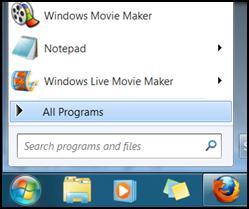 Click on All Programs (in Vista and Windows 7) a.