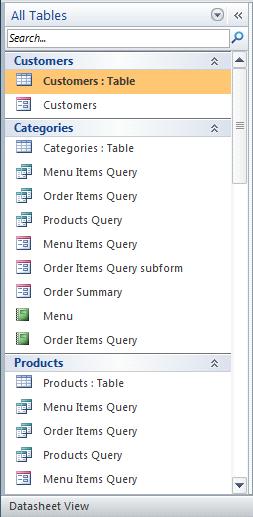 Selecting a new way to group the objects 3. The objects in the Navigation Pane will now be sorted to reflect your choice.