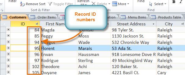 record. The ID number for a record cannot be changed. Records and record ID numbers Each cell of data in your table is part of both a field and a record.