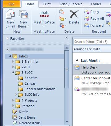 Working with Email Working with Folders Outlook Mail comes with some pre-programmed folders, for example, the Inbox, Drafts, Sent Items, and Deleted Items folders.