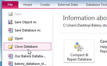 Closing a database 3. If you have any unsaved objects, a dialog box will pop up for each one asking if you would like to save it.