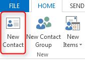 Contacts Create a New Contact 1. Click on the People icon in the Navigation bar. 2. On the Home tab, within the New group, click New Contact. 4.