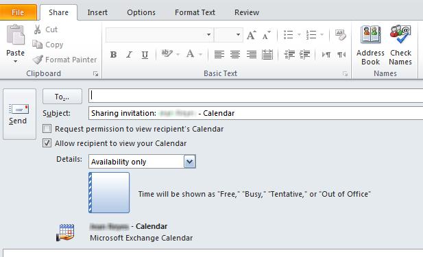 An Outlook 2010 user who receives the calendar by email can choose to open the calendar snapshot in Outlook.