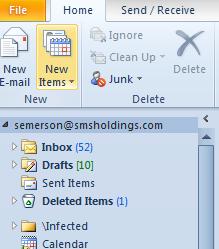 Determining where your email allocation is being used (Outlook 2010) Right click on the name of