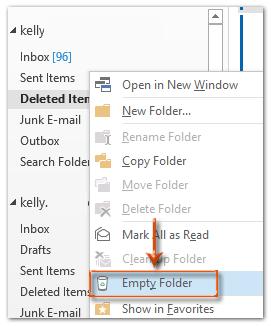 Permanently delete email messages in the Delete Items folder If you have deleted many email messages before, you can permanently remove these deleted email messages from the