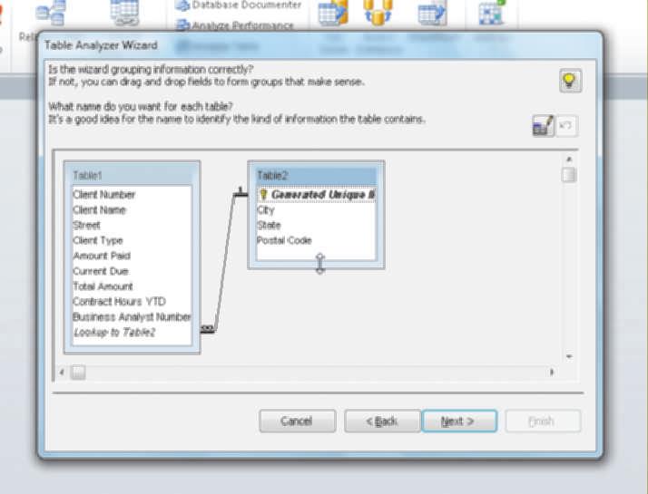 AC 634 Access Chapter 10 Administering a Database System 6 Click the Next button to run the analysis.