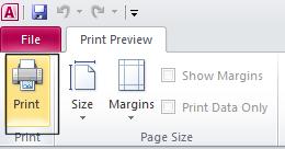 Printing a complete table When the layout has been optimized in Print Preview and the table is ready to be printed,