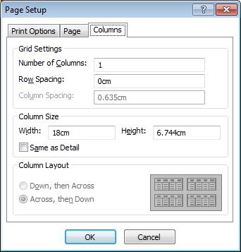 columns, if required. Close the dialog box.