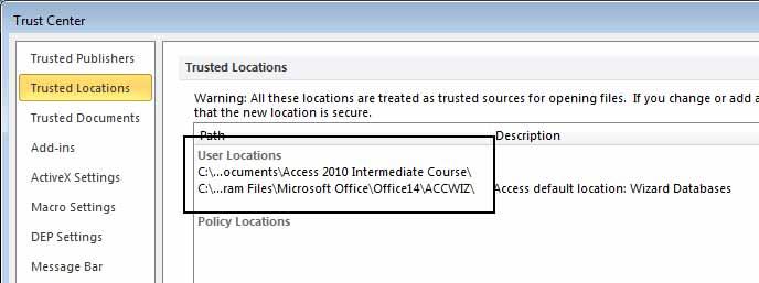 Access 2010 Intermediate Page 150 Click on the OK button a further two times, to close the remaining dialog boxes.