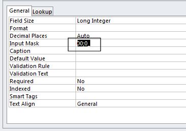 Select the characters within the Input Mask section of the Field Properties.