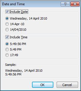 Click on the Date and Time button. The Date and Time dialog box is displayed.
